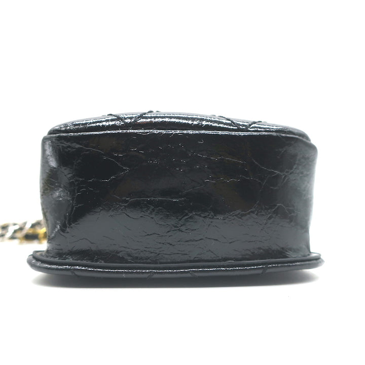 Chanel Makeup Chain Strap Shoulder Bag Black Quilted Leather Phone Holder NEW