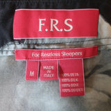 F.R.S For Restless Sleepers Pajama Shirt & Pants Set Black Floral Print Size S/M