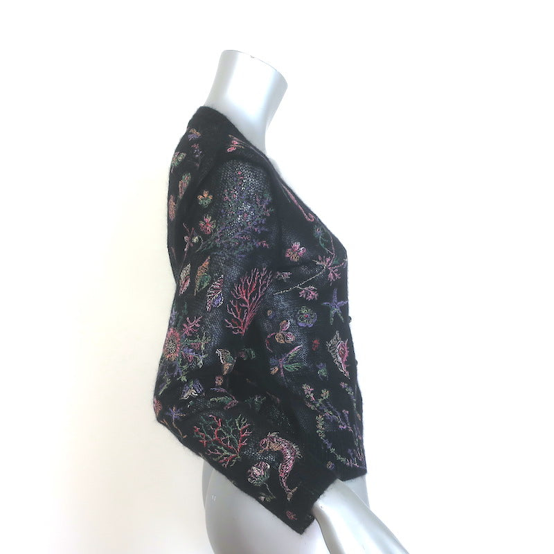 Christian Dior Embroidered Tank &amp; Cardigan Twinset Black Alpaca-Blend Size 36