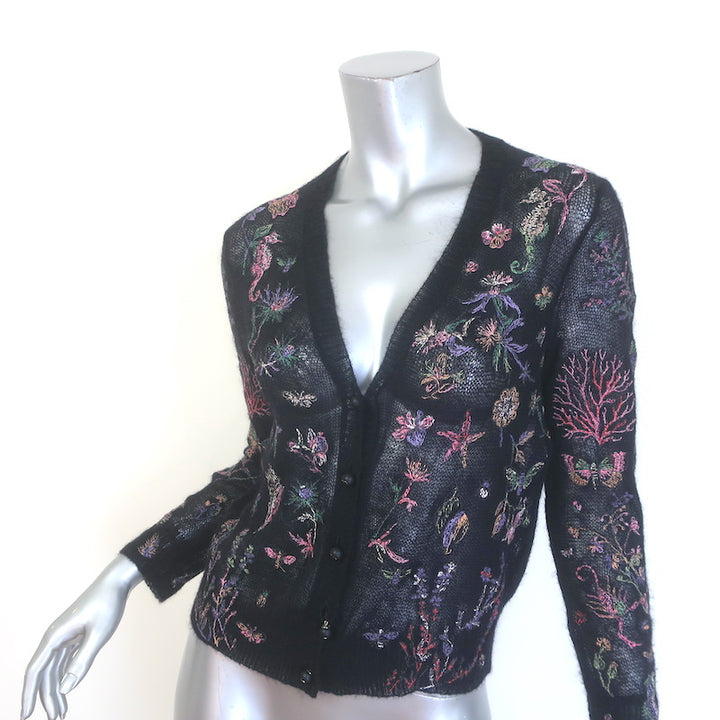Christian Dior Embroidered Tank &amp; Cardigan Twinset Black Alpaca-Blend Size 36