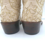Miron Crosby Brooke Short Western Boots Cream Star-Embroidered Leather Size 6.5