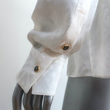 Dolce & Gabbana Logo Jacquard Pussy Bow Blouse Cream Size 46 Long Sleeve Top