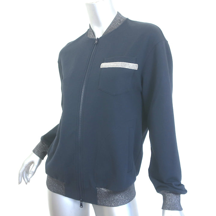 Brunello Cucinelli Monili-Trim Bomber Jacket &amp; Sweatpants Set Navy Size Medium
