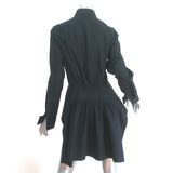 Alaia Shirtdress Black Gathered Cotton Size 42 Long Sleeve Mini Dress