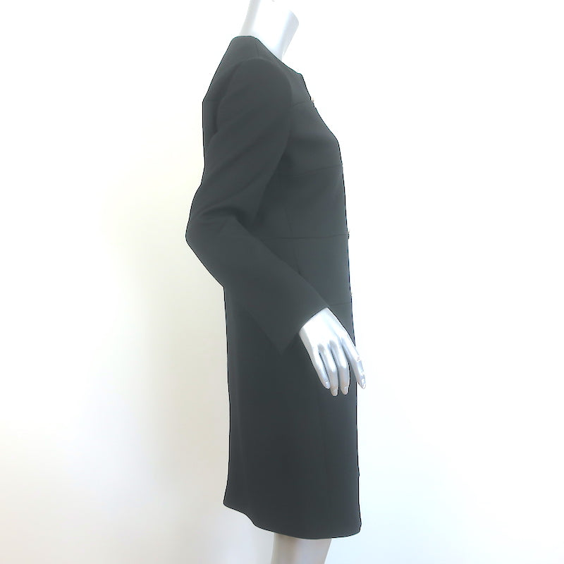 Prada Coat Black Virgin Wool Size 44 Button-Front Jacket