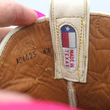 Miron Crosby Brooke Short Western Boots Cream Star-Embroidered Leather Size 6.5