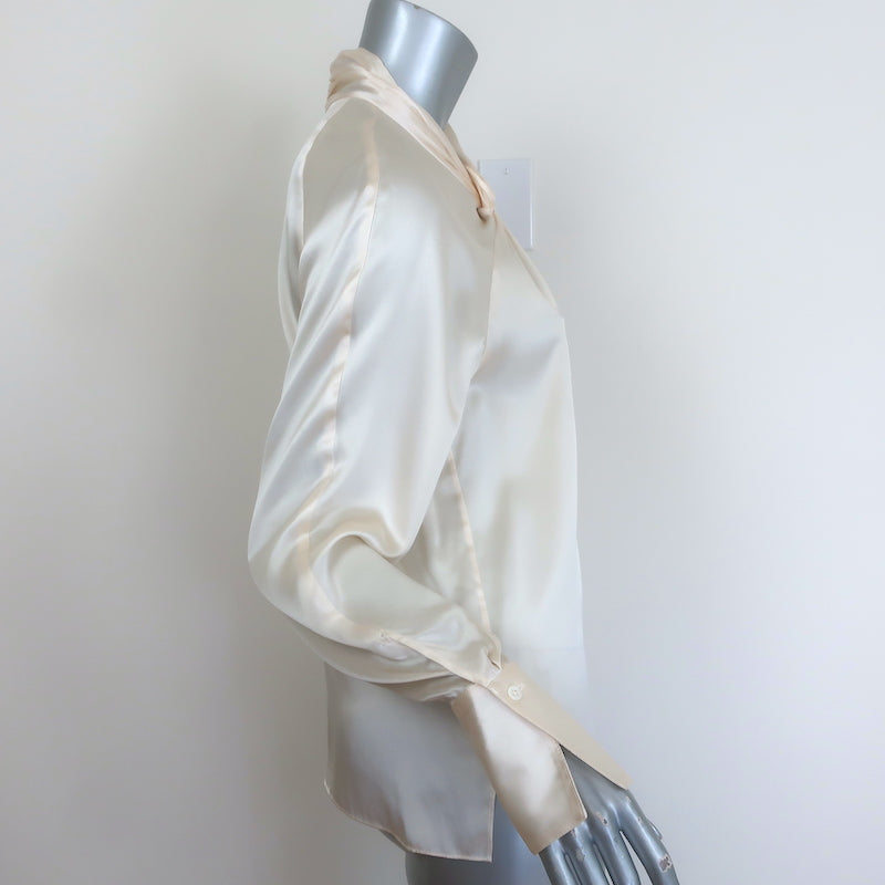 3.1 Phillip Lim ivory silk satin twist-neck blouse, authentic pre-owned luxury piece with minor wear