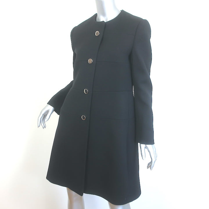 Prada Coat Black Virgin Wool Size 44 Button-Front Jacket