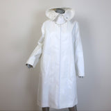 Bottega Veneta Hooded Rain Coat White Coated Linen Size Medium