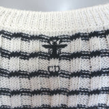 Christian Dior Striped Ruffled Distressed Knit Twinset Black/Cream Size 38