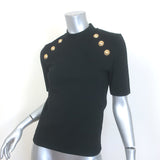 Balmain 6-Button Raglan T-Shirt Black Stretch Jersey Size Large Short Sleeve Top