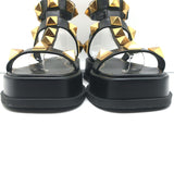 Valentino Roman Stud Ankle Strap Platform Sandals Black Leather Size 39.5 NEW