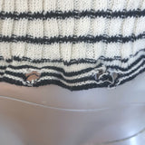 Christian Dior Striped Ruffled Distressed Knit Twinset Black/Cream Size 38