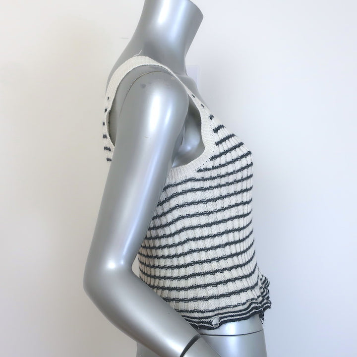 Christian Dior Striped Ruffled Distressed Knit Twinset Black/Cream Size 38