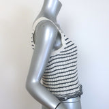 Christian Dior Striped Ruffled Distressed Knit Twinset Black/Cream Size 38