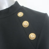 Balmain 6-Button Raglan T-Shirt Black Stretch Jersey Size Large Short Sleeve Top