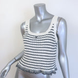 Christian Dior Striped Ruffled Distressed Knit Twinset Black/Cream Size 38