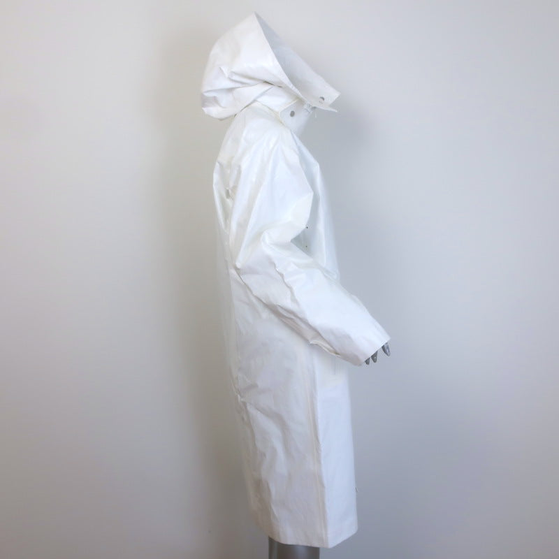 Bottega Veneta Hooded Rain Coat White Coated Linen Size Medium