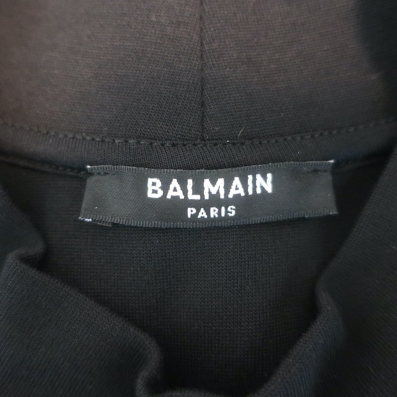 Balmain 6-Button Raglan T-Shirt Black Stretch Jersey Size Large Short Sleeve Top