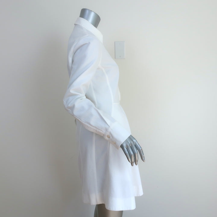 Stella McCartney Shirtdress Leila White Cotton Pique Size 40 Long Sleeve Mini