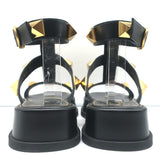 Valentino Roman Stud Ankle Strap Platform Sandals Black Leather Size 39.5 NEW