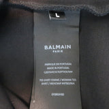 Balmain 6-Button Raglan T-Shirt Black Stretch Jersey Size Large Short Sleeve Top