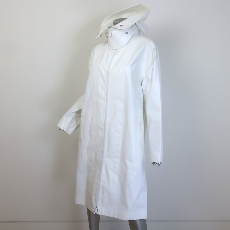 Bottega Veneta Hooded Rain Coat White Coated Linen Size Medium