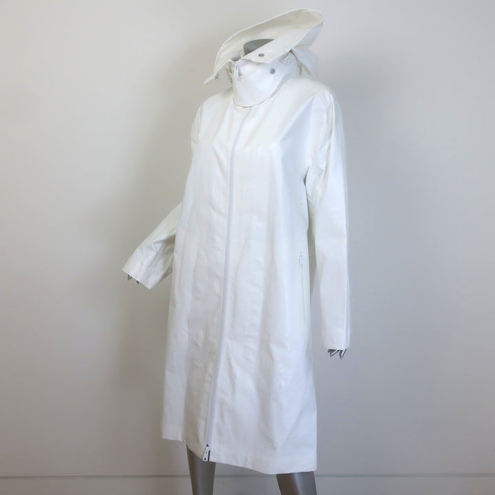 Bottega Veneta Hooded Rain Coat White Coated Linen Size Medium