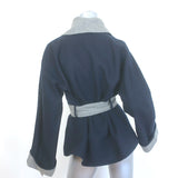 Ralph Lauren Black Label Two-Tone Belted Wrap Jacket Navy/Gray Size 8