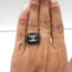 Chanel A21 Crystal CC Square Ring Black Enamel Size 5.5