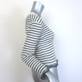 Christian Dior Striped Ruffled Distressed Knit Twinset Black/Cream Size 38