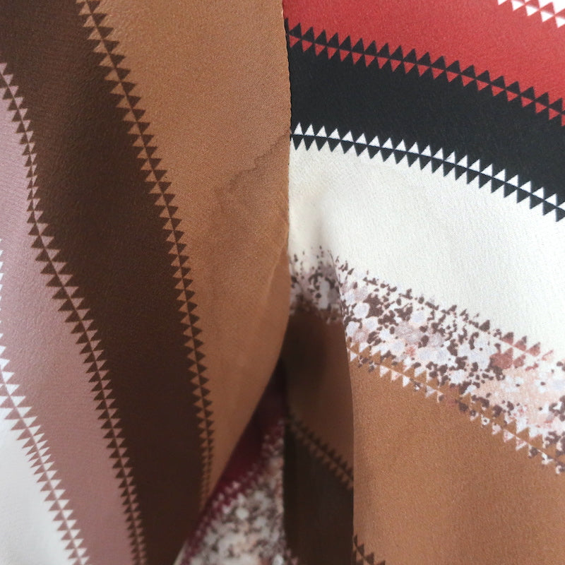 Altuzarra Newberry Tie-Neck Blouse Brown Chevron Striped Silk Size 42
