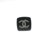 Chanel A21 Crystal CC Square Ring Black Enamel Size 5.5
