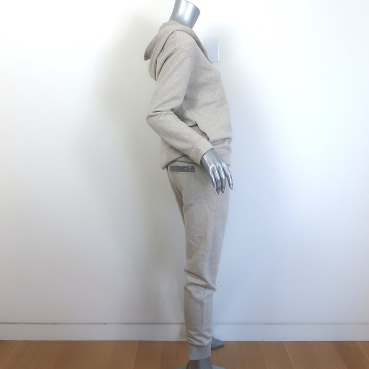 Brunello Cucinelli Monili-Trim Cashmere Hoodie &amp; Sweatpants Oatmeal Size Small