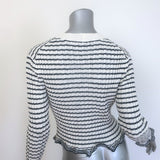Christian Dior Striped Ruffled Distressed Knit Twinset Black/Cream Size 38