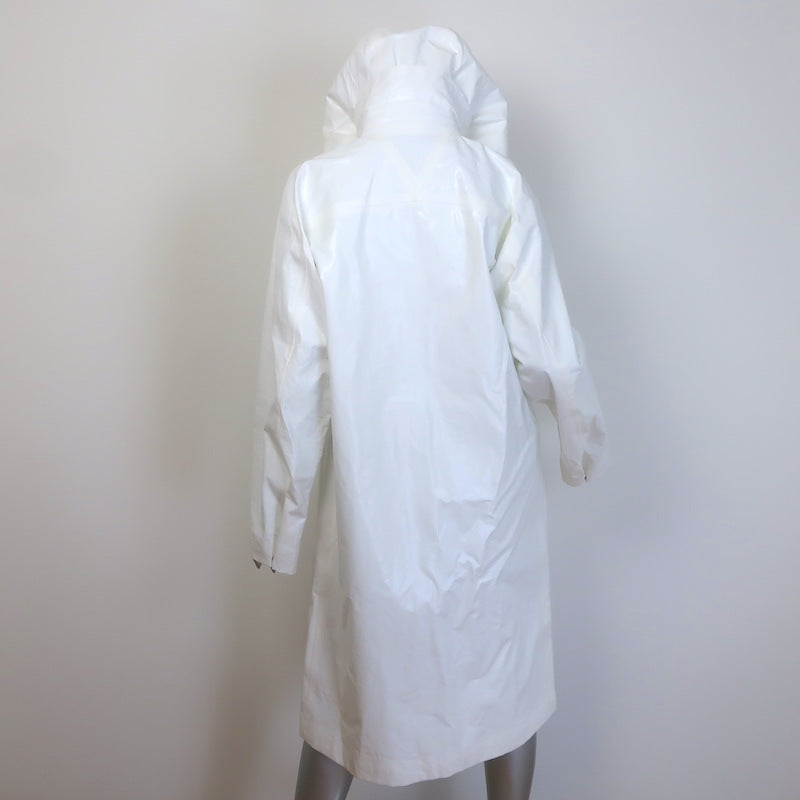 Bottega Veneta Hooded Rain Coat White Coated Linen Size Medium