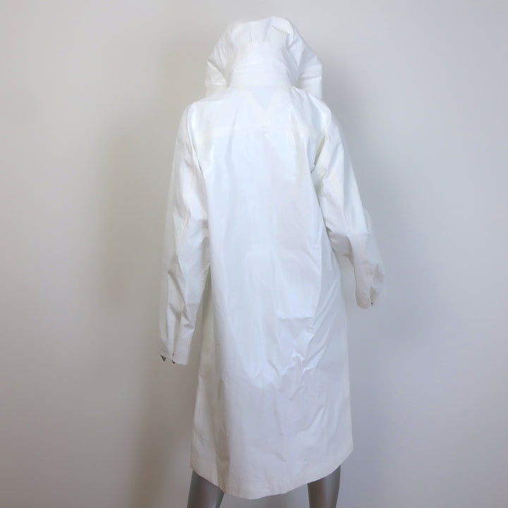 Bottega Veneta Hooded Rain Coat White Coated Linen Size Medium