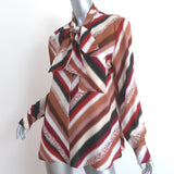 Altuzarra Newberry Tie-Neck Blouse Brown Chevron Striped Silk Size 42