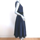 Derek Lam 10 Crosby Matching Top & Midi Skirt Set Navy Lace-Trim Cotton Size 6