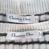 Christian Dior Striped Ruffled Distressed Knit Twinset Black/Cream Size 38