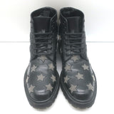 Saint Laurent Star Studded Lace-Up Combat Boots Black Leather Size 40.5