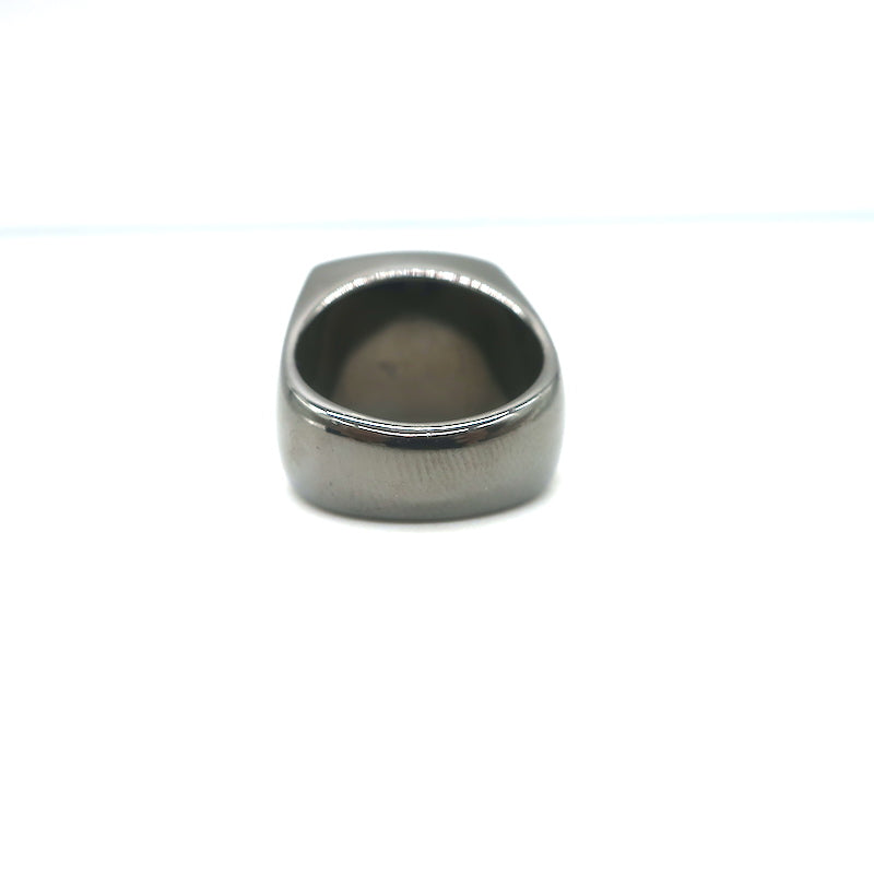 Chanel A21 Crystal CC Square Ring Black Enamel Size 5.5