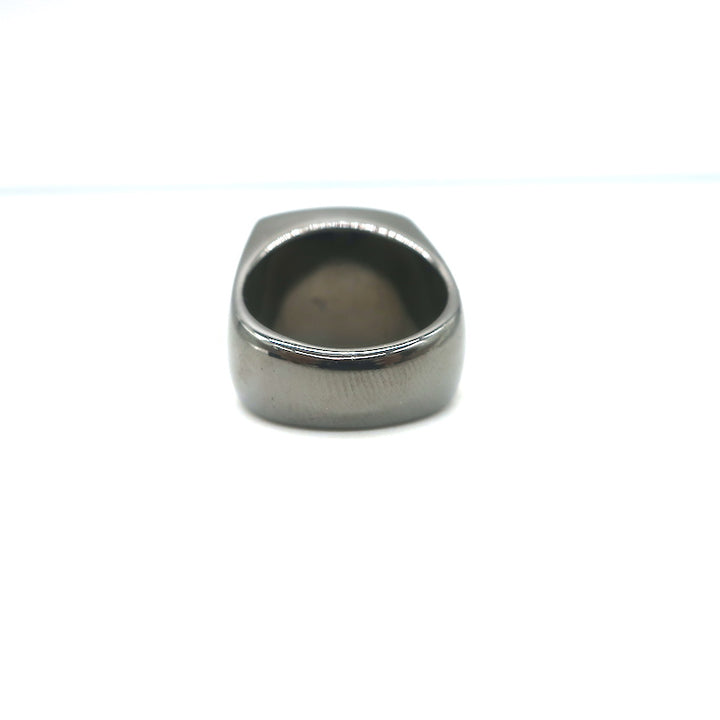 Chanel A21 Crystal CC Square Ring Black Enamel Size 5.5