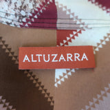 Altuzarra Newberry Tie-Neck Blouse Brown Chevron Striped Silk Size 42