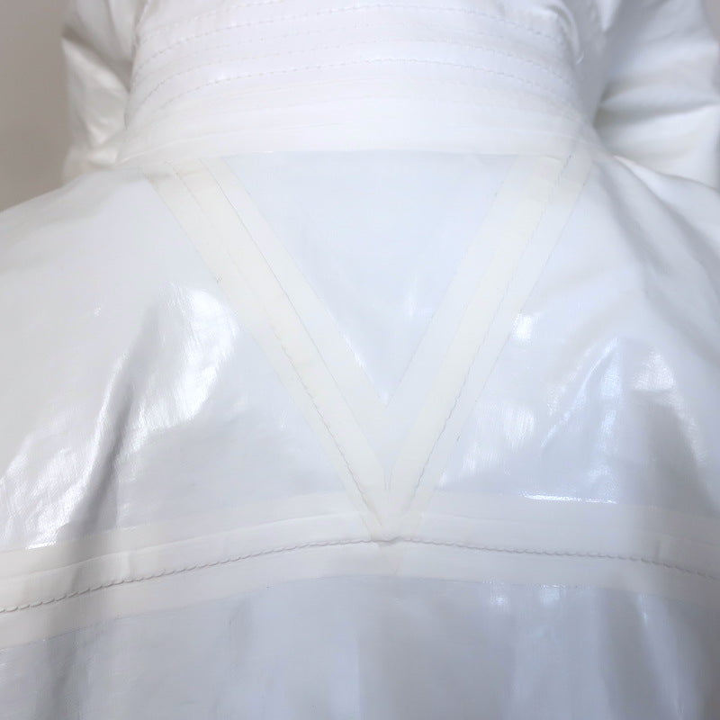 Bottega Veneta Hooded Rain Coat White Coated Linen Size Medium