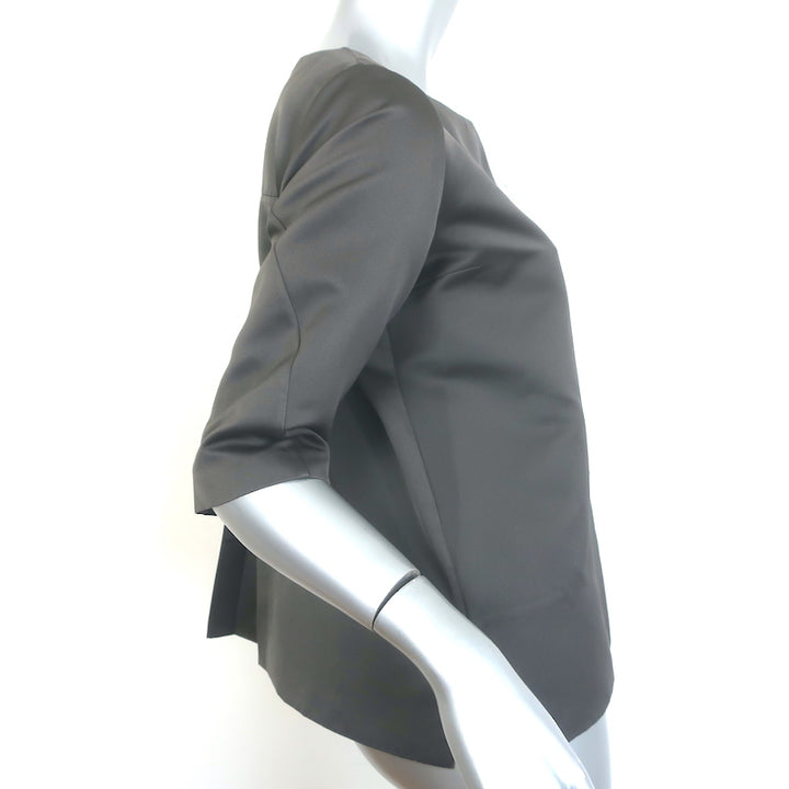 Marni Pleated-Back Blouse Dark Gray Satin Size 40