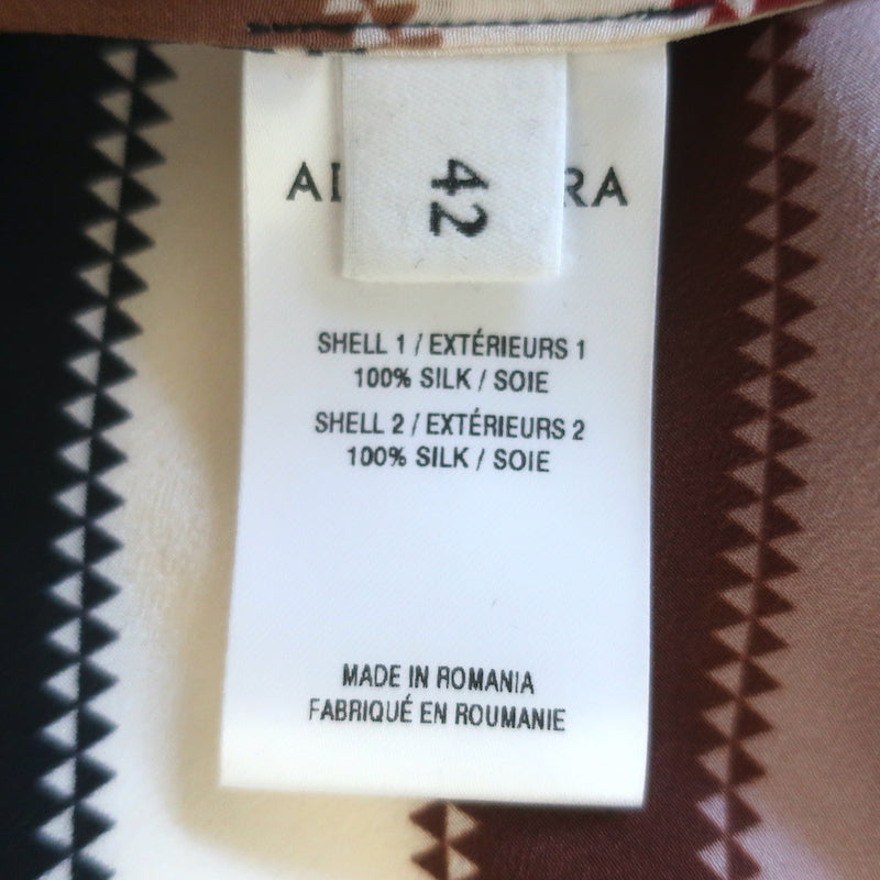 Altuzarra Newberry Tie-Neck Blouse Brown Chevron Striped Silk Size 42