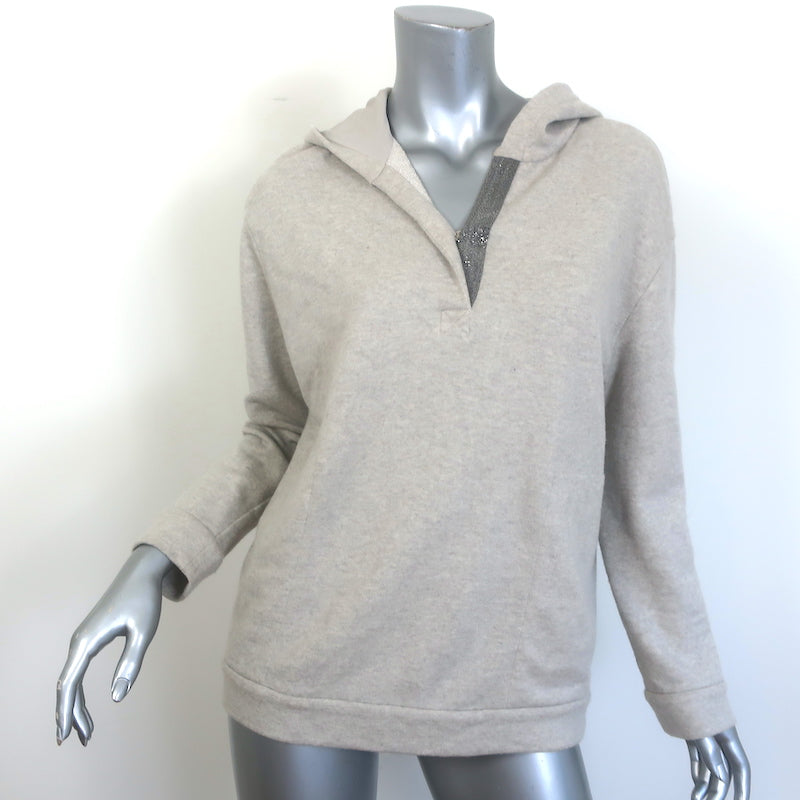 Brunello Cucinelli Monili-Trim Cashmere Hoodie &amp; Sweatpants Oatmeal Size Small
