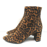 Saint Laurent Lou Ankle Boots Leopard Print Suede Size 39.5