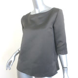 Marni Pleated-Back Blouse Dark Gray Satin Size 40